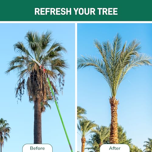 Outvita Manual Pole Saw, 26 Feet Extendable Tree Pruner with Knives and Storage Pocket, Sharp Steel Blade and Scissors High Branches Trimming for Pruning Palms and Shrubs