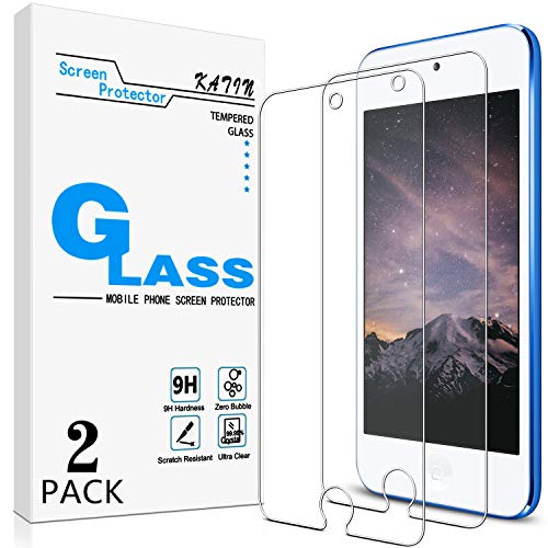 [2-Pack] KATIN For Apple iPod Touch (7th Generation / 6th Gen / 5th Gen) Tempered Glass Screen Protector No-Bubble, 9H Hardness, Easy to Install