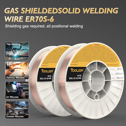 Image of TOOLIOM ER70S-6 0.035 inch Mild Steel MIG Welding Wire 10LB 2PCS | High manganese & silicon for strong welds, minimal spatter, smooth feeding
