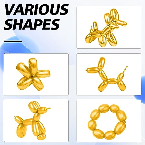Image of 100Pcs Gold 260 Balloons, Long Balloon for Tying Balloon Arch, Latex Animal Long Skinny Twisty Magic Balloon Twisting Kit for Thanksgiving Halloween Christmas Valentines Day Party Decorations Supplies