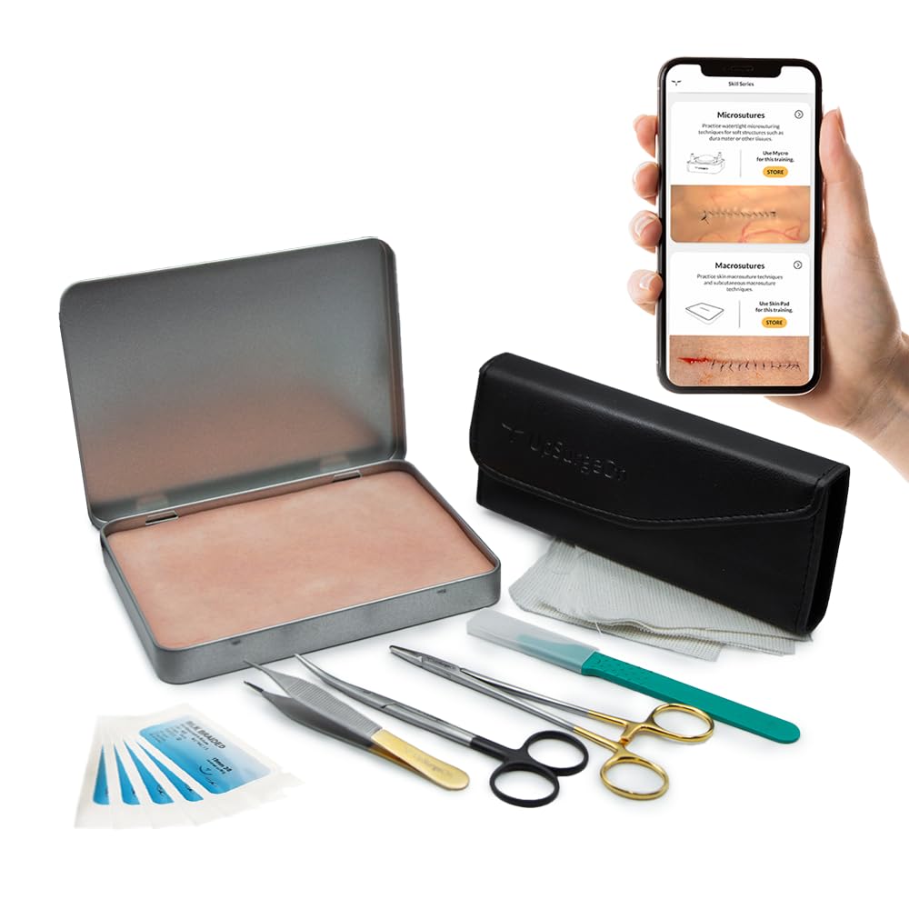 SkinPad Suture Training Kit | Surgical Suture Practice | Medical Students, Plastic Surgeons, Veterinarians and Dentists | Suture Training Videos Included (Full, Light, 1)