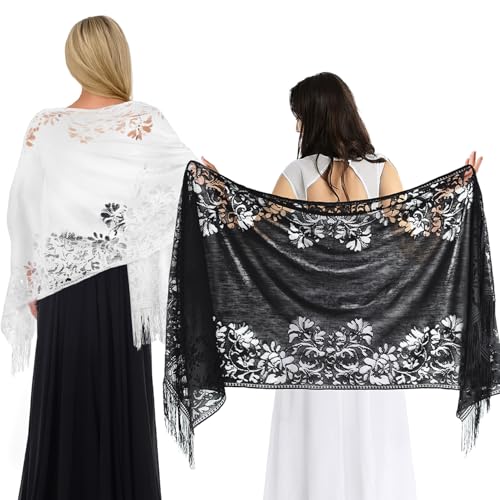 2 PCS Lace Shawl,Shawl Wraps for Women,Christmas Gifts for Women,Shawls and Wraps for Evening Dresses