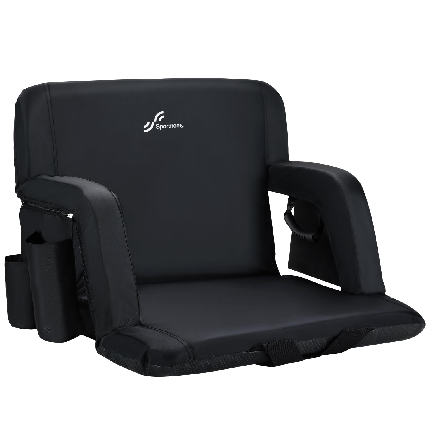 Sportneer Stadium Seat for Bleachers with Back Support, Bleacher Seat with Backrest and Wide Padded Cushion Stadium Chair with Armrests 6 Reclining Positions for Sport Events Camping Parks Concerts