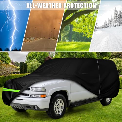 Image of Waterproof Car Cover Replace for 1973-2006 Chevy Suburban /GMC Yukon XL /Cadillac Escalade ESV, 6 Layers All Weather Car Cover with Zipper Door for Snow Rain Dust Protection
