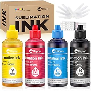 Hiipoo Sublimation Ink Refilled Bottles Work with WF7710 ET2760 ET2720 ET2803 ET2800 ET15000 C88 C88+ Inkjet Printer Heat Press Transfer on Mugs Plates T-Shirts Pillows Phone Case
