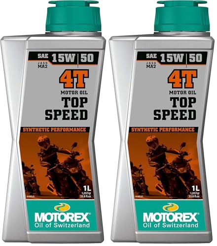 Motorex Aceite de Motor Sintético 15W50 Top Speed 4T Motorex 1 Litro (Paquete de 2)