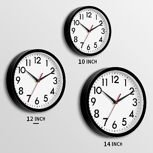 Image of DAXSMY 12 Inch Wall Clock Silent Non-Ticking Battery Operated Analog Clock Decorative for Office Kitchen Outdoor Living Room Classroom Bedroom Bathroom School(Black)