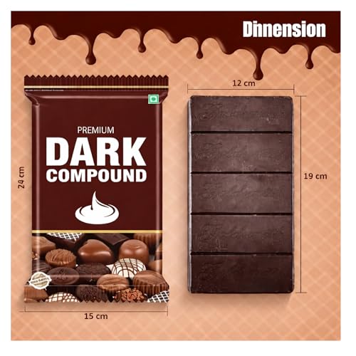 Image of Dark Compound Chocolate Slab, 500g, for Cakes, Pastries, Mousse, Truffle and Pralines