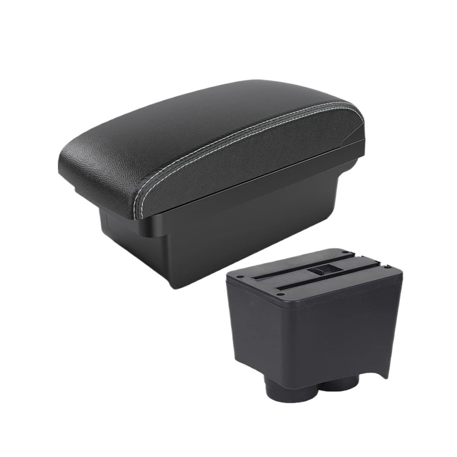 Ggwqoops Car Armrests For VW For Polo 2002-2006 2007 2008 2009 Car Armrest Box Storage Accessories Simple Installation Armrest Box(A3 Black white NOUSB)