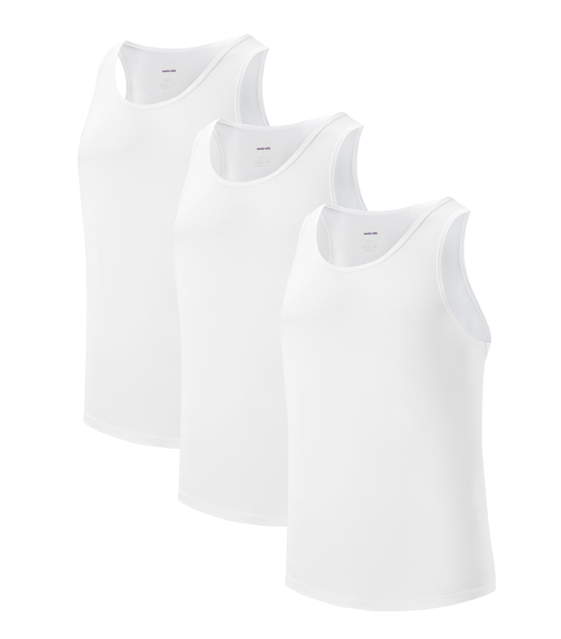 Men's Tank Top Undershirts MicroModal Ultra-Soft A-Shirts 3 Pack