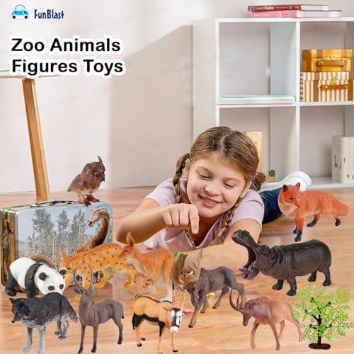 Image of FunBlast Jungle Animal Figure Toy - 12 Pcs Realistic Zoo Animals Toy for Kids, Animal Figure Playset, Learning Toys for Kid, Wild Animal Toy Figure Play Set for Kid (Set-B)