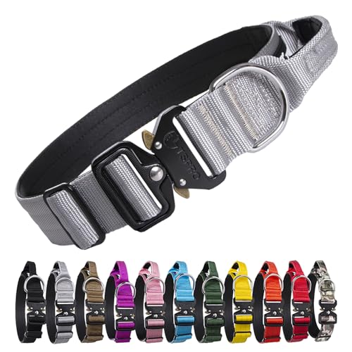 TSPRO Tactical Premium Dog Collar with Handle & Heavy Duty Quick Release Metal Buckle