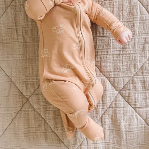 Image of Copper Pearl Zip-Up Footie Baby Pajamas - Soft Newborn Onesies for Boys & Girls, Tag-Free with Two-Way Zipper Baby Sleepers for Newborn - 24 Months, Cooper