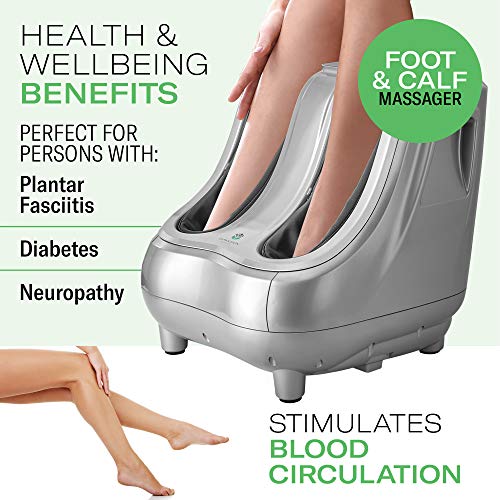 Shiatsu Heated Foot and Calf Massager Machine to Relieve Sore Feet, Ankles, Calfs and Legs, Deep Kneading Therapy, Relaxation Vibration and Rolling and Stimulates Blood Circulation Plantar Fasciitis - Thumbnail 4