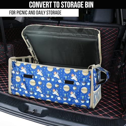 Image of Allextreme CB-S05 Non-Inflatable Car Bed Portable & Foldable Design Polyester Fabric Back Seat Sleeping Mattress & Multi Storage Organizer for Baby Kids Travel Camping Picnic (Blue)