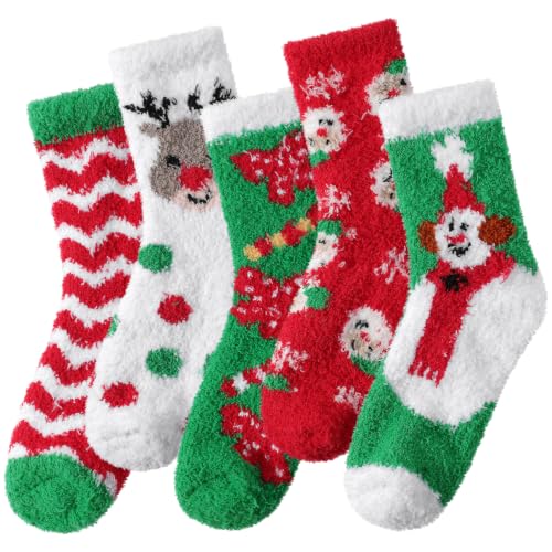 5-Pack Loiyadn Women's Fuzzy Cartoon Slipper Socks (Multicolor Green) 6.49 + Free Shipping w/ Prime or on 35+ + 50% Off Code VTVGXFJ4 - image 1