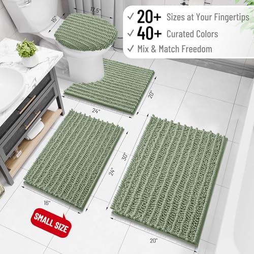 Image of Arotive Luxury Large Bathroom Rugs 47x32, Extra Soft Thick Absorbent Shaggy Chenille Bath Rugs, Machine Wash Dry, Bath Mats for Bathroom Floor, Tub and Shower, Home Decor Accessories, Sage Green