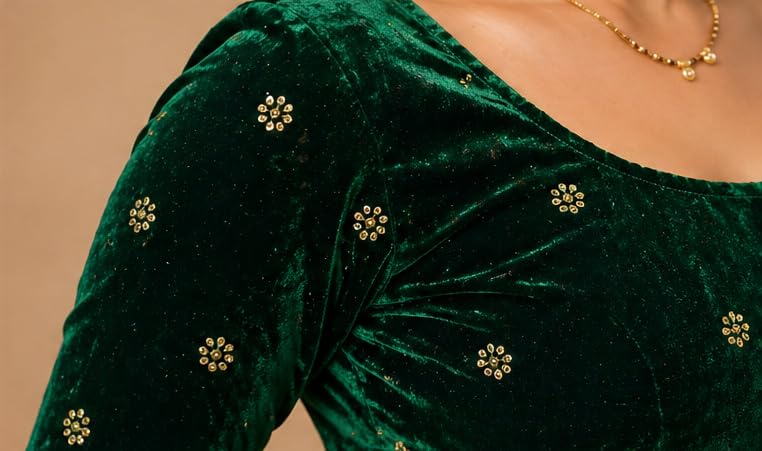Image of Velvet Readymade Blouse for Women, Elegant, Comfortable, Stylish, Saree Choli Top, Traditional, Size S, M, L, XL, XXL