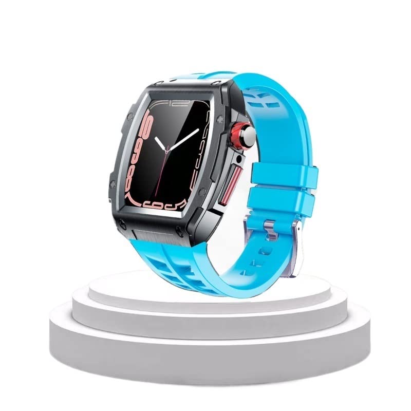 Kit modification Apple Watch 44mm 45mm bracelet caoutchouc acier agate