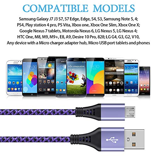 Micro Usb Cables [4Pack/6Ft] Ailkin Android Usb 2.0A Male To Micro B Charger Cord, Fast Charging Speed Data Wire Nylon Colored Braided Powerline Cable For Samsung Galaxy S7 S6 J7 J3 J8 A01 Kindle Fire #TOP6