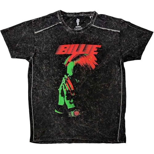 T-Shirt Billie Eilish Hands Face Noir Rock Off Textile Unisexe Taille X-Large