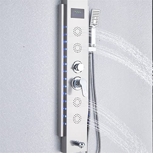 N/A Top Design Led Shower Panel 5 Function Bathroom Shower Faucet Wall Mounting Black Cold And Hot Shower Column (Color : D) #TOP2