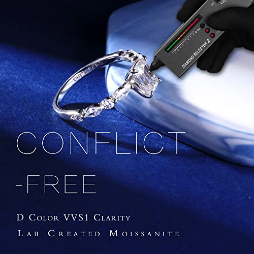 Moosea Versailles Moissanite Rings For Women, 1Ct D Color Vvs1 Clarity Lab Grown Diamond Rings 14K White Gold Vermeil Marquise And Round Side Stone Moissanite Engagement Rings For Women Jewelry Gifts #TOP2