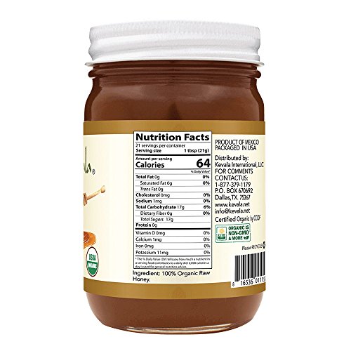Kevala Organic Raw Oaxaca Honey, 16 Oz, Glass Jar #TOP4