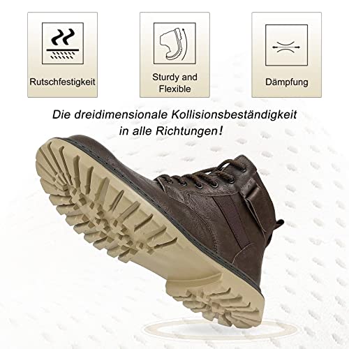 visionreast Laarzen voor heren, motorlaarzen met ritssluiting, enkellaarzen, ademend, casual leren laarzen, ronde kop, korte laarzen, outdoor, antislip springlaarzen - Image 6