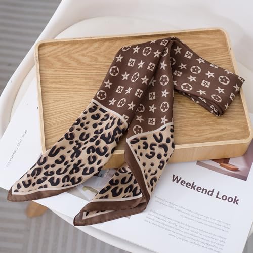 Head Scarf Hair Neck Scarves For Women Purse Bag Scarfs For Handbags Silky Long Thin Satin Headscarf Fashion 27.5"x27.5"3