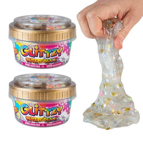 ORB Glittzy Glitz N' Glam 2 Pack - Fun, Design Your Own Sensory Slime with Mix-ins - Includes Gold and Silver Leaf to Color Your Slime - Perfect for Play, Stress Relief or Gifts for Kids & Adults