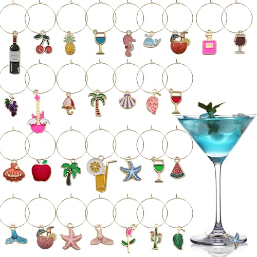 ESUOHYM Wine Glass Charms Drink Identifiers Wine Charms For Stem Glasses Markers Glass Tags Travel...