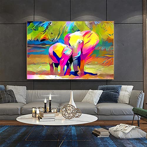 Toile éléphants amoureux abstrait symbole d'union affiche aquarelle murale