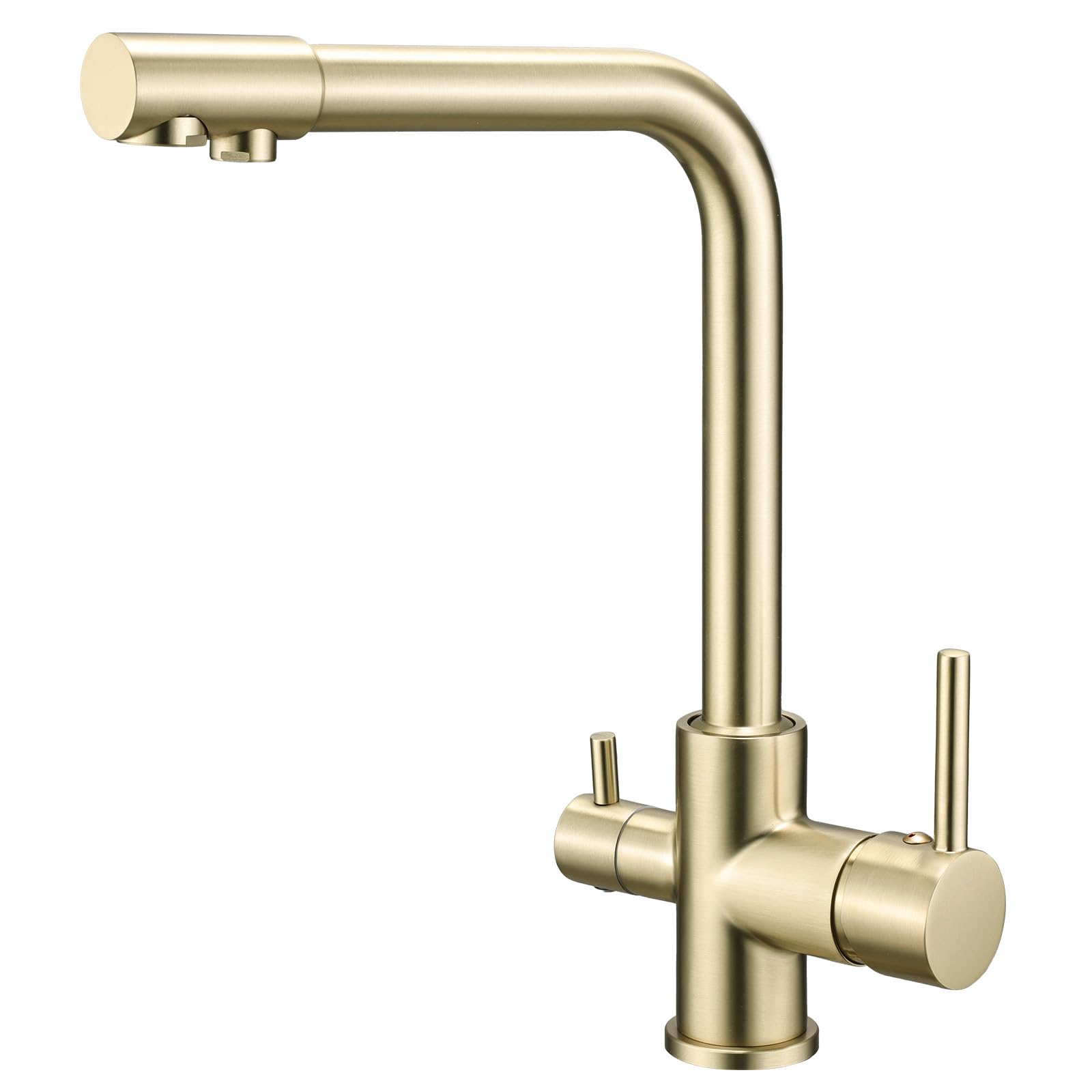 Hapilife 3 Way Kitchen Mixer Tap with Drinking Filtered Water Light Gold