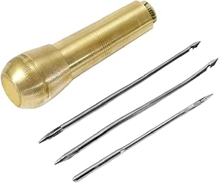 4 Pcs Gold Canvas Leather Sewing Taper Stitcher with Metal Handle Hand Crochet Stitching Tent Shoes Repairing Tools,Leathercraft