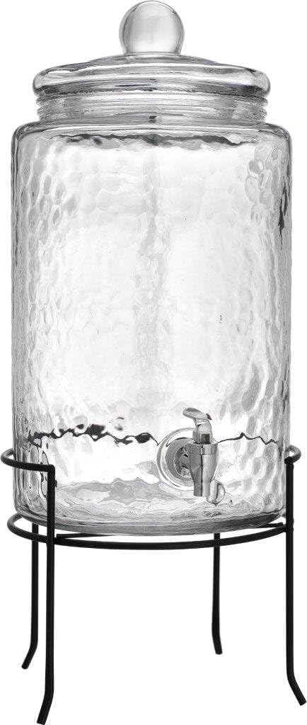 HC Classic Hammered Glass Ice Cold Beverage Drink Dispenser - 3 Gallon, With Glass Lid and Antique Metal Stand, 100% Leak Proof Spigot- Wide Mouth Easy Filling For Outdoor, Parties & Daily Use - Image 5