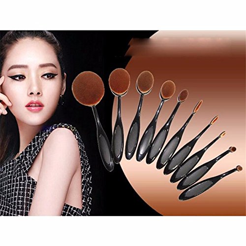Vander 10-Piece Professional Soft Oval Toothbrush Design Makeup Brush Set, Black