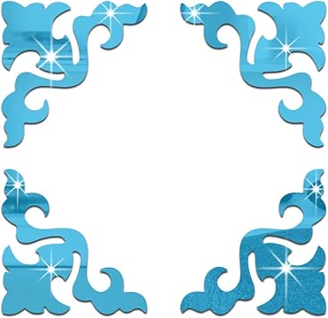 ECYC Ltd 4 Pcs 3D Acrylic Mirror Wall Decal Stickers Removable Mirror Wall Stickers Corner Onlay Applique Self Adhesive Floral Mirror Stickers for Home Wall Furniture Cabinet Decor, 5.9 x 5.9 inch