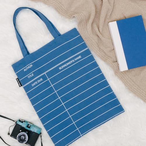 Out of Print Library Card Blue Tote Bag with Inner Pocket - Gift for Book Lovers3
