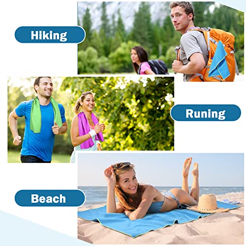 Oudain 6 Set Quick Dry Towel 12 Pack Fast Drying Towels 2 Size Microfiber Travel Towels Absorbent Compact Dry Towel For Camping Hiking Swim Beach Gym Backpacking Yoga With Mesh Bag #TOP6