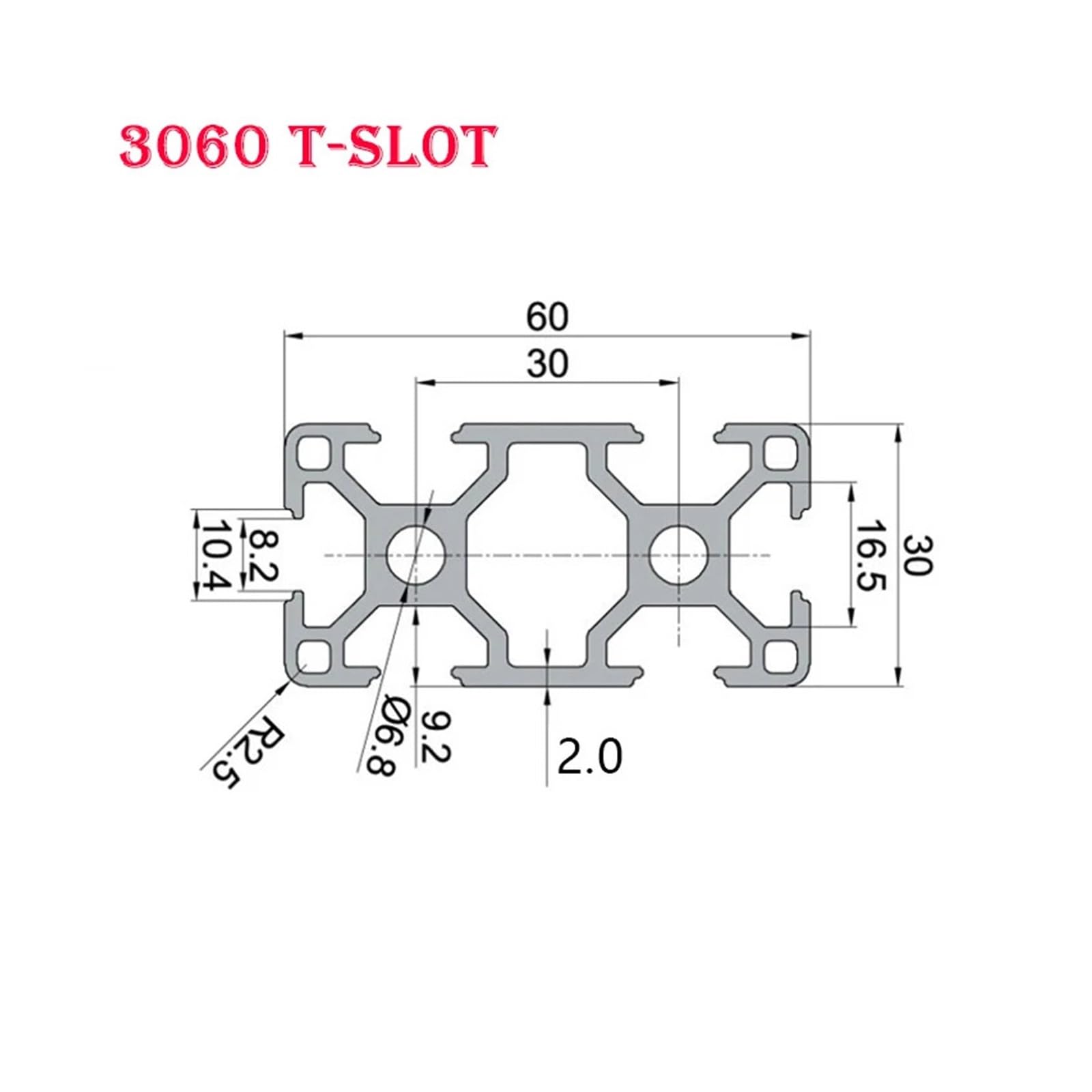 Profilé en aluminium à fente en T, cadre européen, pièces d'imprimante 3D CNC anodisées Standard, caméra de banc, 3060(600mm)