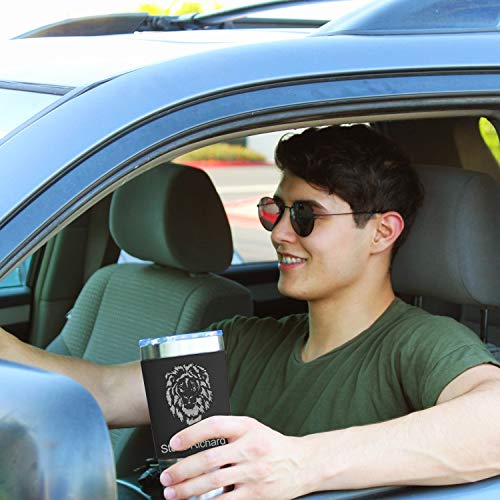 Lasergram 20Oz Vacuum Insulated Tumbler Mug, Golfer Golfing, Personalized Engraving Included (Faux Leather, Black) #TOP2