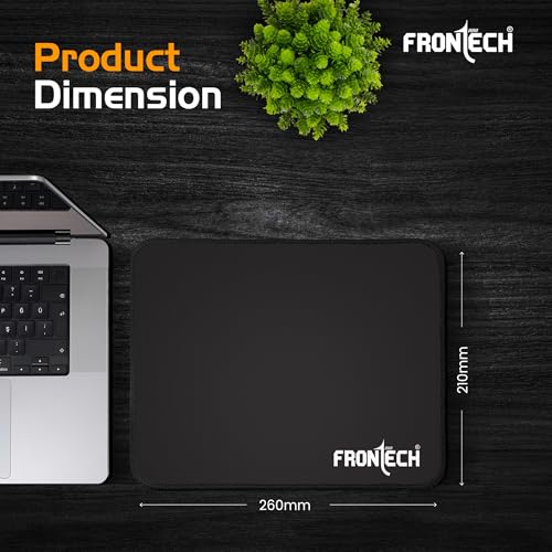 Image of FRONTECH Premium Computer Mouse Pad - 260mm x 210mm x 3mm | Anti-Slip Rubber Base | Water-Resistant | Micro-Textured Surface with Stitched Edges (MSP-0061)