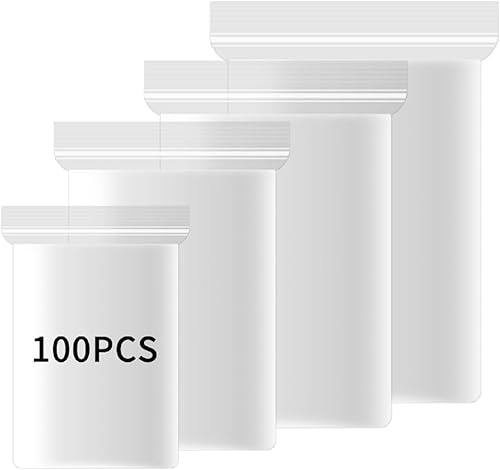 100 bolsas pequeñas con cierre de cremallera, bolsas de plástico pequeñas transparentes de 2 mil de grosor, fuertes y duraderas, con cierre superior