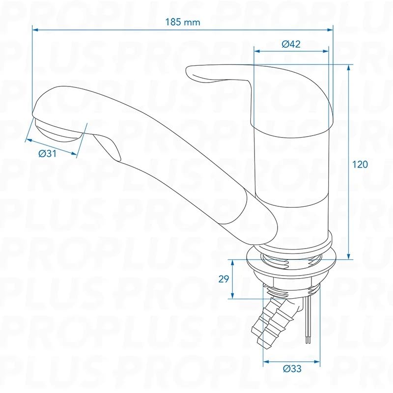 Mischbatterie Keramik Carino 12V Ø33 mm – 360° schwenkbar, Chrom, für Wohnmobil & Boot
