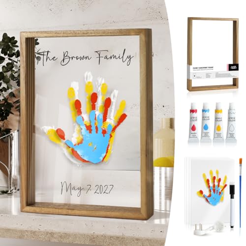 Image of Kaciola Family Handprint Kit, DIY Newborn Keepsake Frame, Baby Hand and Footprint Kit, Unique New Baby Gift for Mothers Day Crafts Anniversary (Brown)