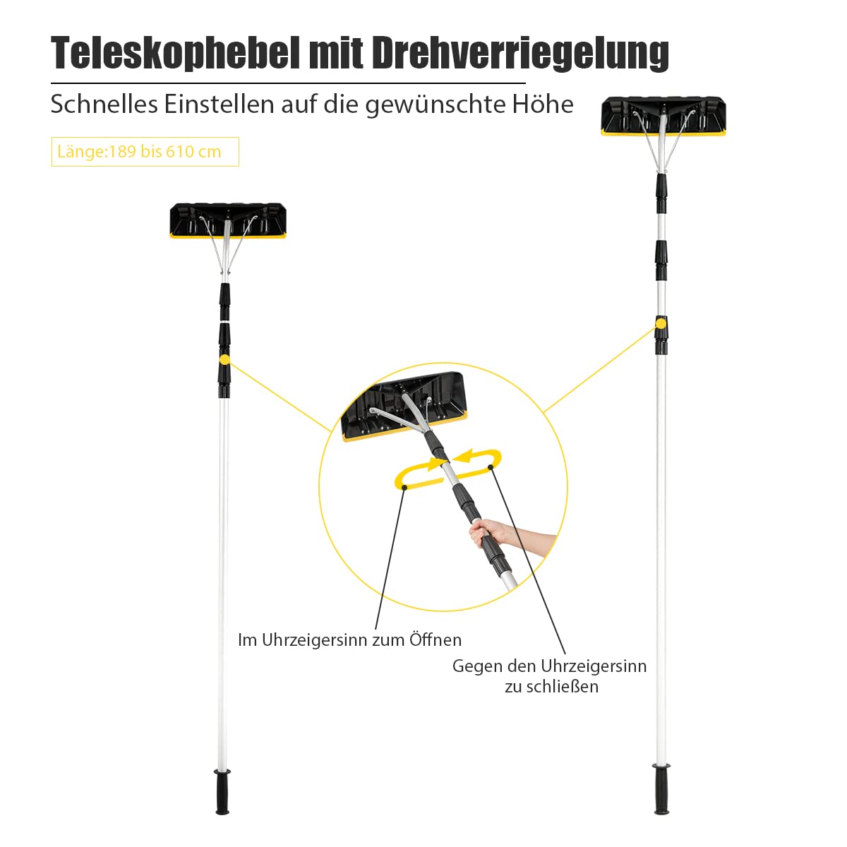 COSTWAY Schneeschieber Dach mit Kantenschutz, Dachschneeräumer PV Anlage