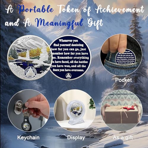 churyuml 1 month sobriety coin 30 day sobriety chip one month aa coins recovery medallions sobriety gifts for men women sober token alcoholics anonymous gift with capsule display amp card