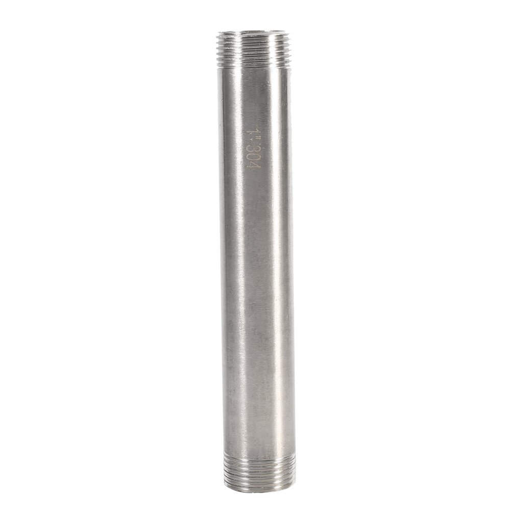 Tuyau de 2,5 cm avec filetage, tuyau d'eau en acier inoxydable 304, mâle x mâle, adaptateur à visser, 20 cm