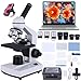 Poothoh compound monocular microscope 40x-2000x magnification Coaxial coarse and fine adjustment, phone adapter, LED illumination, Microscope for adults Windows and Mac compatible with eyepiece camera